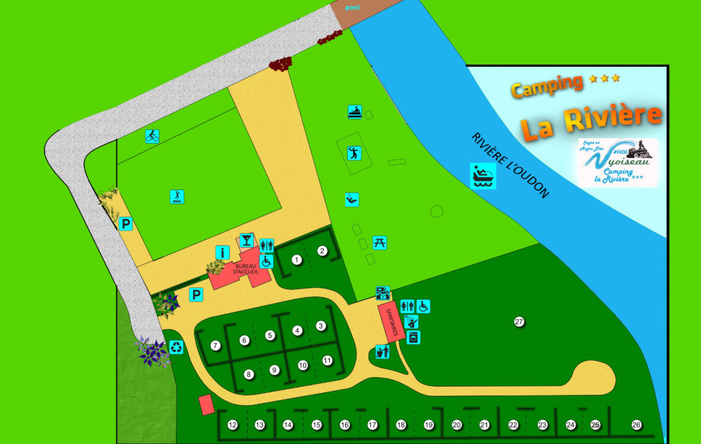 plan camping la riviere Segré en Anjou Bleu
